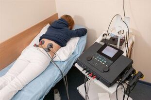 Electrophoresis, used to treat back pain and relieve the inflammatory process